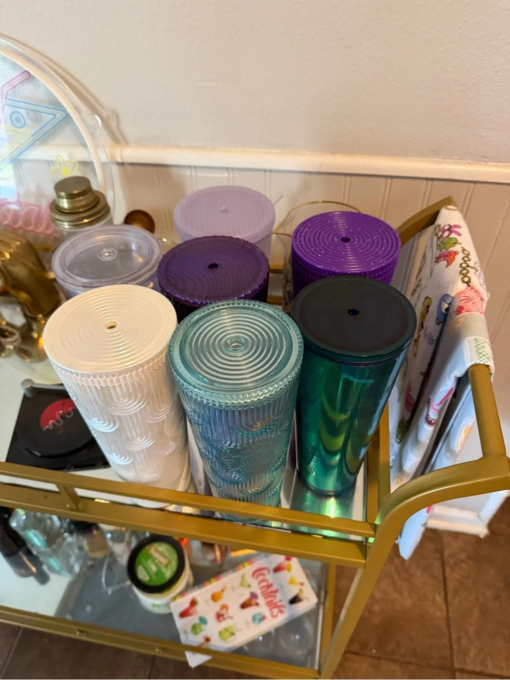 Starbucks Iridescent Teal, Purple & White Reusable Tumblers Set